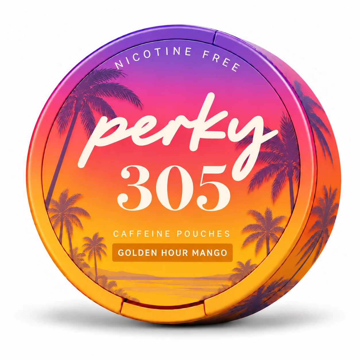 Perky Golden Hour Mango caffeine pouch can